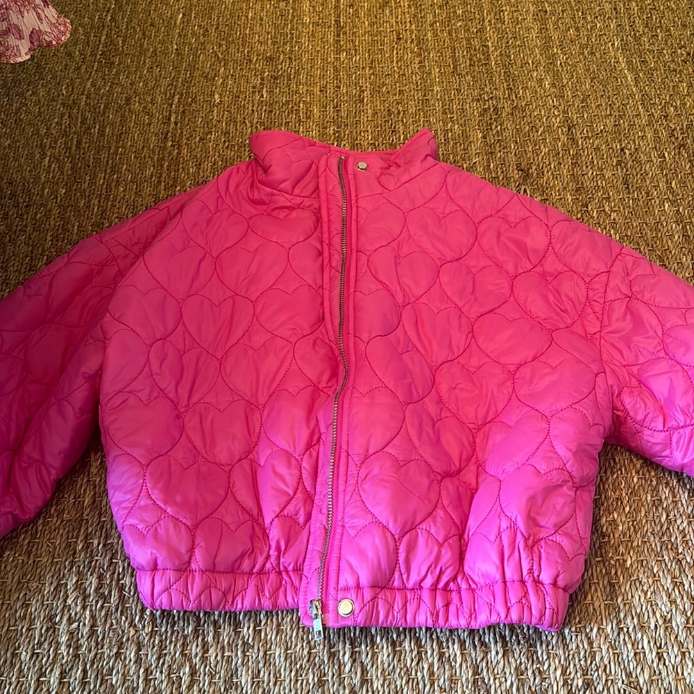 pink heart en merci puffer jacket